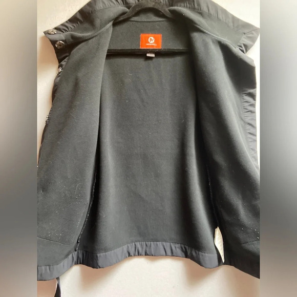 Merrell Women's  Talley Swacket Sweater Jacket Black Tweed Tie Waist Sz S - Picture 7 of 15
